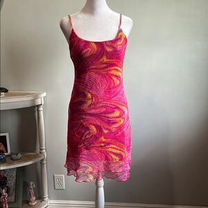 [misope] Pink and Yellow Swirl Dress - Size Large